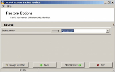 Screenshot of the application Outlook Express Backup Toolbox - #11