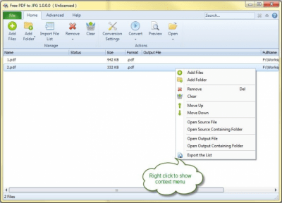 Screenshot of the application Free PDF to JPG - #2