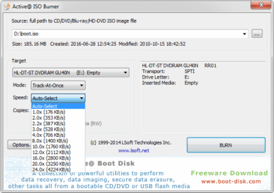 Screenshot of the application Active@ ISO Burner - #2