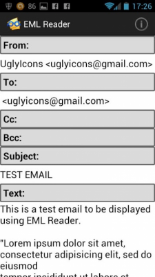 Screenshot of the application EML Reader FREE - #2