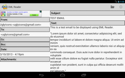 Screenshot of the application EML Reader FREE - #6