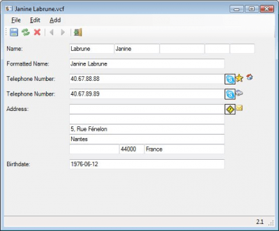 Screenshot of the application vCardOrganizer - #2