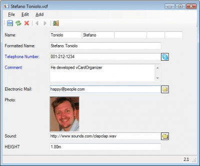 Screenshot of the application vCardOrganizer - #3