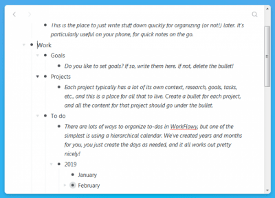 Screenshot of the application WorkFlowy for Windows - #2