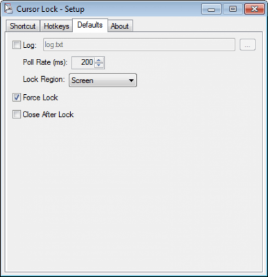Screenshot of the application Cursor Lock - #3