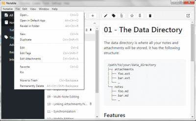 Screenshot of the application Notable - #2