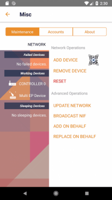 Screenshot of the application Z-Ware 1.11 - #2