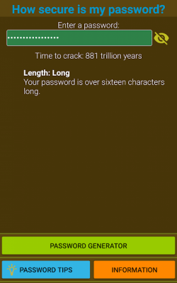 Screenshot of the application How Secure Is My Password? - #2