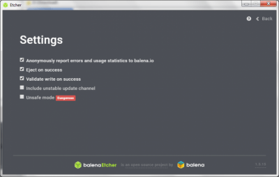 Screenshot of the application Etcher Windows - #2