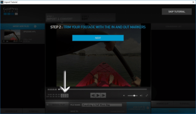 Screenshot of the application GoPro Studio - #3
