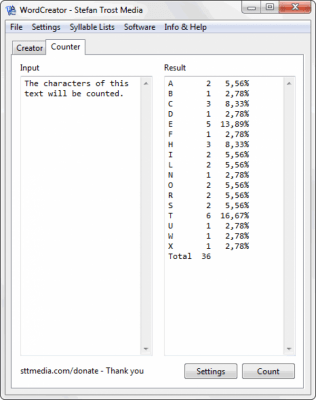 Screenshot of the application WordCreator - #2