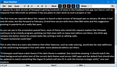 Screenshot of the application Black NotePad - #2