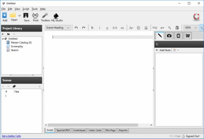 Screenshot of the application Celtx - #2
