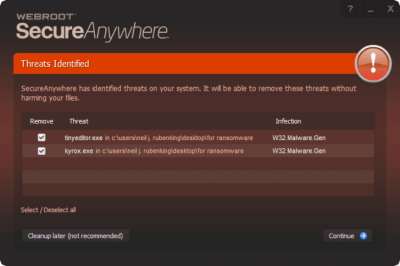 Screenshot of the application Webroot SecureAnywhere - #2