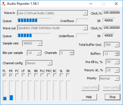 Screenshot of the application Virtual Audio Cable - #2
