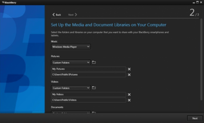 Screenshot of the application BlackBerry Link - #2