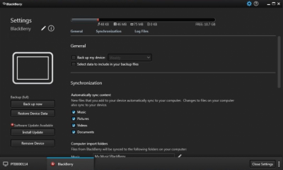 Screenshot of the application BlackBerry Link - #5