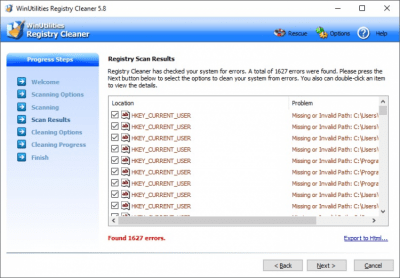 Screenshot of the application WinUtilities Free Registry Cleaner - #4