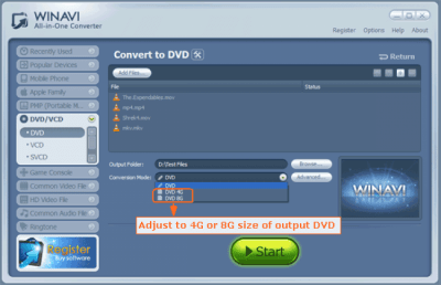 Screenshot of the application WinAVI All-In-One Converter - #3
