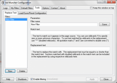 Screenshot of the application Ad Muncher - #2
