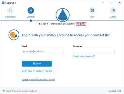 Screenshot of the application Supremo - #2