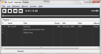 Screenshot of the application fmedia - #2