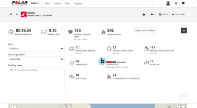 Screenshot of the application Polar Flow - #3