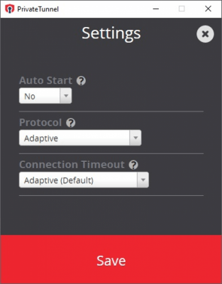 Screenshot of the application PrivateTunnel - #2