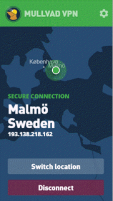 Screenshot of the application Mullvad VPN - #2
