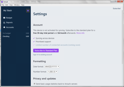 Screenshot of the application Actual - #4
