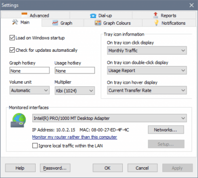 Screenshot of the application SoftPerfect NetWorx - #2