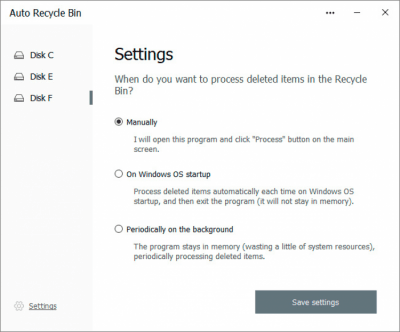 Screenshot of the application Auto Recycle Bin - #2