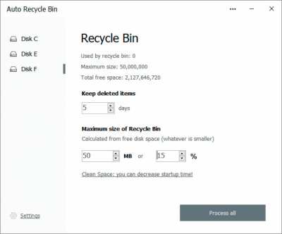 Screenshot of the application Auto Recycle Bin - #3