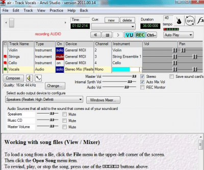 Screenshot of the application Anvil Studio - #2