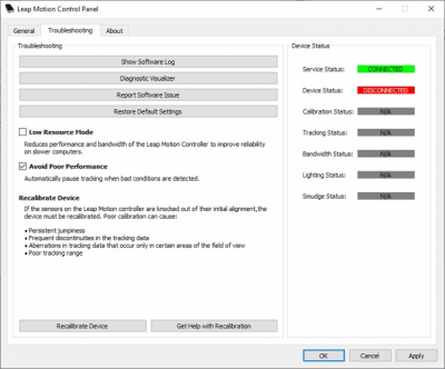 Screenshot of the application Leap Motion - #2