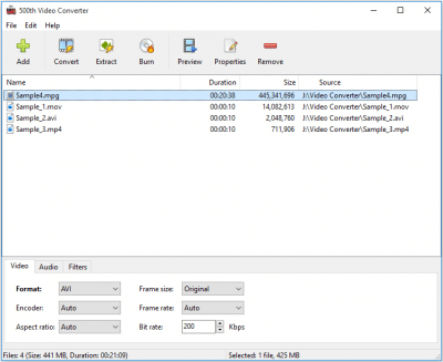 Screenshot of the application 500th Video Converter - #2