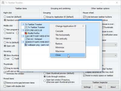 Screenshot of the application 7+ Taskbar Tweaker - #2