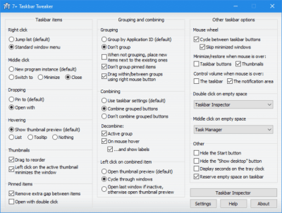 Screenshot of the application 7+ Taskbar Tweaker - #5