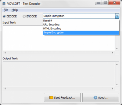 Screenshot of the application Text Decoder - #2