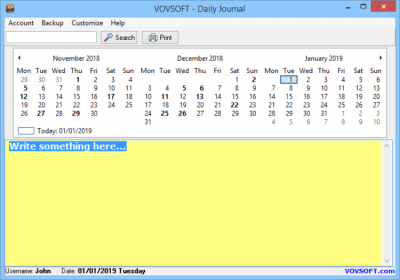 Screenshot of the application Daily Journal - #3