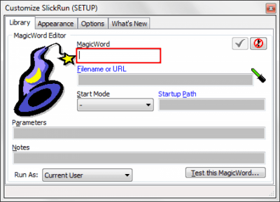 Screenshot of the application SlickRun - #2