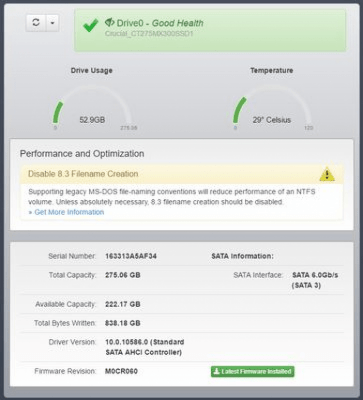 Screenshot of the application Crucial Storage Executive - #2