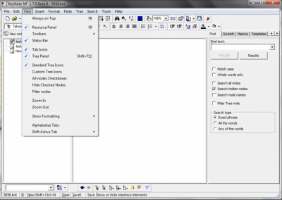 Screenshot of the application KeyNote NF - #2