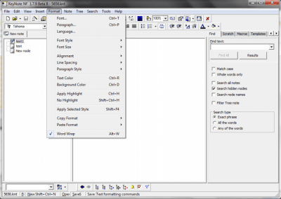 Screenshot of the application KeyNote NF - #3