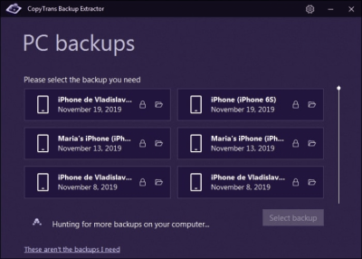 Screenshot of the application CopyTrans Backup Extractor - #3