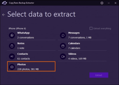 Screenshot of the application CopyTrans Backup Extractor - #4