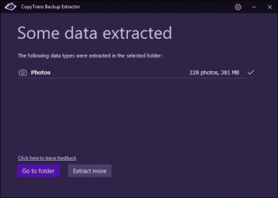 Screenshot of the application CopyTrans Backup Extractor - #6