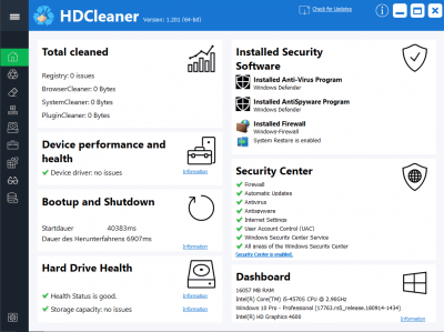 Screenshot of the application HDCleaner - #4