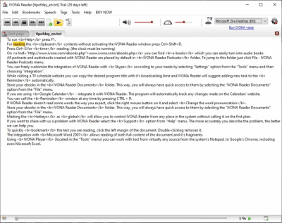 Screenshot of the application IVONA Reader - #2