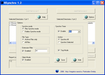 Screenshot of the application NSynchro - #2